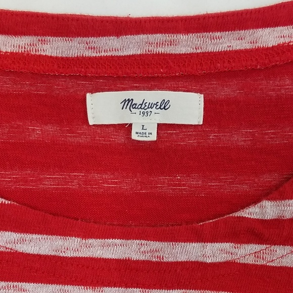 Madewell cozy slub tee striped red white L - Picture 6 of 7
